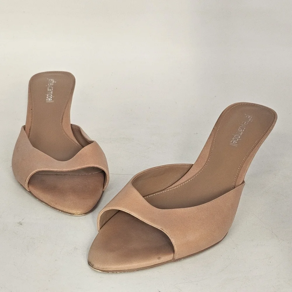Jeffrey Campbell Spy Kid Slide Sandals Toast 7.5 Minimalist Chic Modern